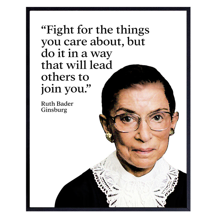 Ruth Bader Ginsburg Wall Art - RBG Famous Quote Motivational Dictionary Home Decor, Room Decoration for Office, Bedroom - Inspirational Gift for Women, Attorney, Lawyer, Liberal Feminist