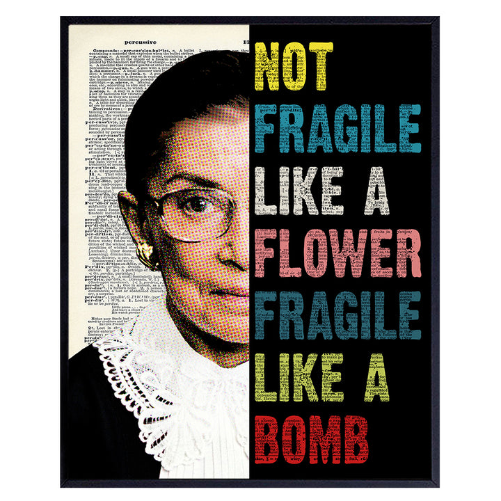 Ruth Bader Ginsburg Poster - 8x10 Justice Ruth Bader Ginsburg Gifts for Women, Men, Lawyer, Attorney - Notorious RBG Wall Art Decor, Room Decoration Print for Home,Office, Apartment - I Dissent