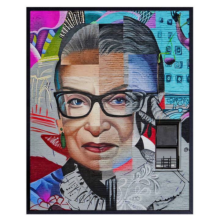 Ruth Bader Ginsburg Mural - RBG Graffiti Street Art - Unique Gift for Lawyer, Attorney, Judge, Liberal, Democrat, Feminist, Women - Cool Home Decor Wall Art Picture Print. 8x10 Unframed