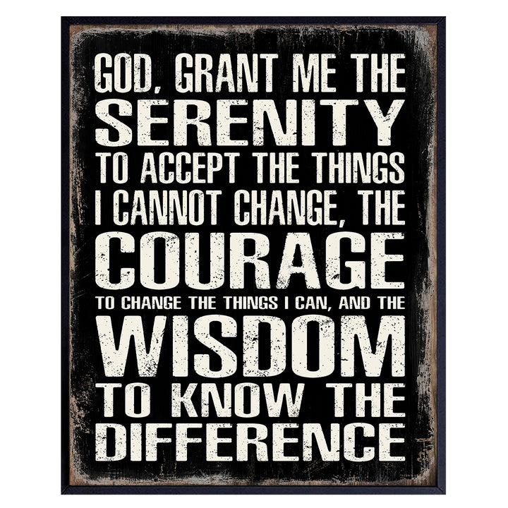 The Serenity Prayer Wall Decor - Twelve Steps and Twelve Traditions Wall Art for Home or Apartment Decoration - AA Anniversary Gifts - Alcoholics Anonymous Art Prints - Rustic Sign Replica - Unframed