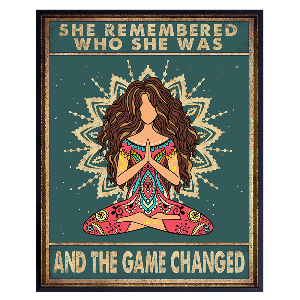 She Remembered Who She Was And The Game Changed - Bohemian Boho Wall Decor - New Age Zen Meditation Decor - Inspirational Wall Art - Inspiring Quotes -Uplifting Spiritual Motivational Gifts for Women