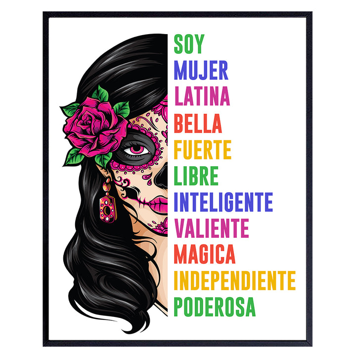 Latina Woman Mexicans Wall Art - Latinx Motivational poster - Decoraciones Para Cuartos Arte - Regalos Para Mujeres Chicas Ninas Latino Chicano - Positive Quotes Empowerment Inspiration Art Poster