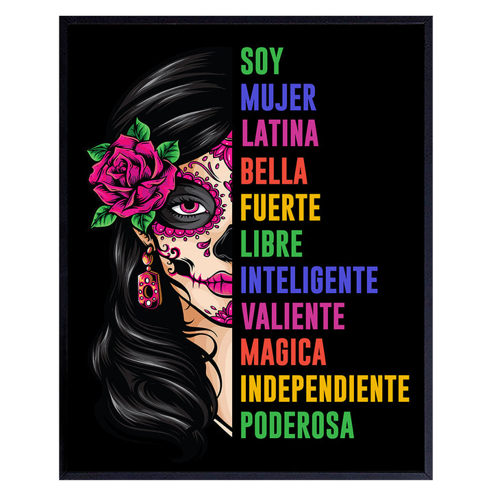 Mexicans Latinx Woman Wall Art - Latina Motivational poster - Arte Decoraciones Para Cuartos - Regalos Para Mujeres Ninas Chicas Chicano Latino Latin Americans - Inspiration Art Positive Quotes 8x10