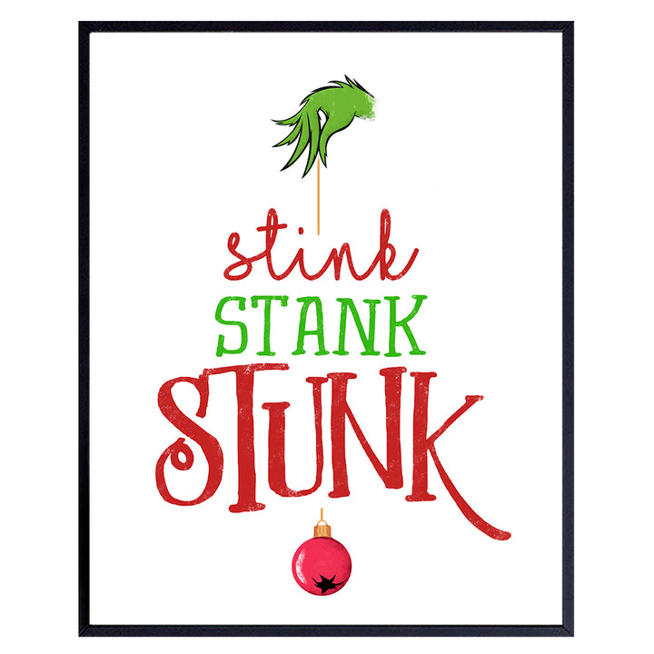 Stink Stank Stunk - Christmas Decorations w/Ornament - Funny Christmas Decorations for Kids - Holiday Decorations Home Decor - Xmas Decorations - Cute Christmas Poster - Christmas Wall Art