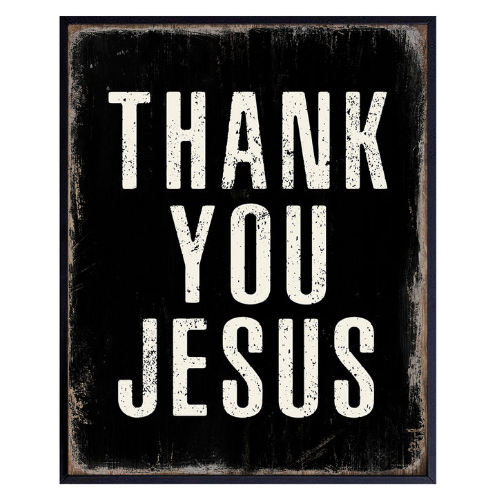 Jesus Decor - Jesus Wall Art - Thank You Wall Decor - Spiritual Catholic Christian Gifts for Men, Women - Religious Wall Decor - Positive Quotes Home, Room Decor - God Wall Decor - Faith Wall Art