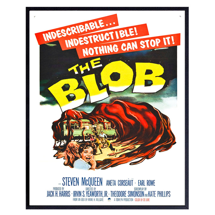 The Blob - Horror Movie Merchandise - Home Theater Decor - 8x10 Horror Movie Poster - Scary Movie - Vintage Hollywood Movie Wall Art Print - Classic Movie - Man Cave, Boys Bedroom, Teens Room