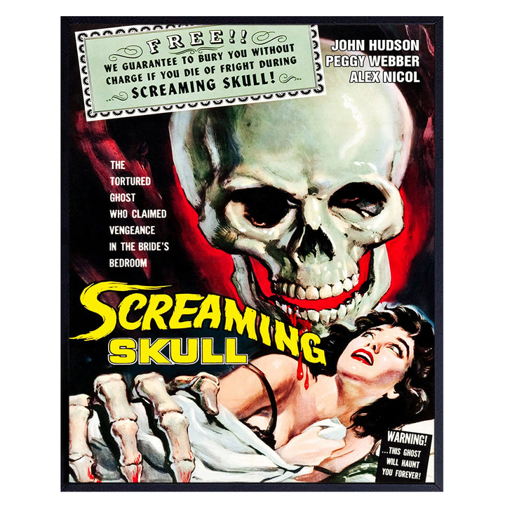 Horror Movie Poster Wall Art - 8x10 Home Theater Decor - Scary Movie - Gothic Home Decor - Skull Wall Decor - Goth Room Decor- Vintage Hollywood Poster- Funny B Movie Picture Print Sign - Men Man Cave