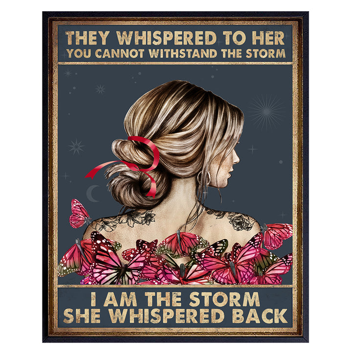 Inspirational Wall Art & Decor -LARGE 11x14- They Whispered to Her You Cannot Withstand The Storm Decor - She Whispered Back I Am The Storm - Boho Art - Positive Quotes - Encouragement Gifts for Women