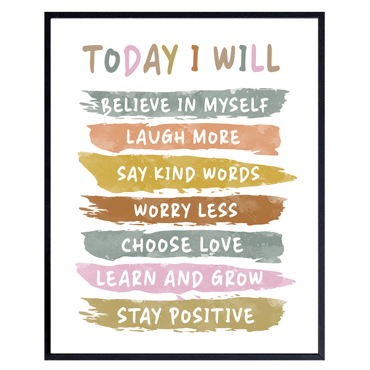 Motivational Quotes Family Room Decor - Student Classroom Decorations - Teacher Supplies Inspirational Wall Decor for Women - Kids Bedroom Decor - Rec playroom Wall Decor - positive Quotes Wall Decor