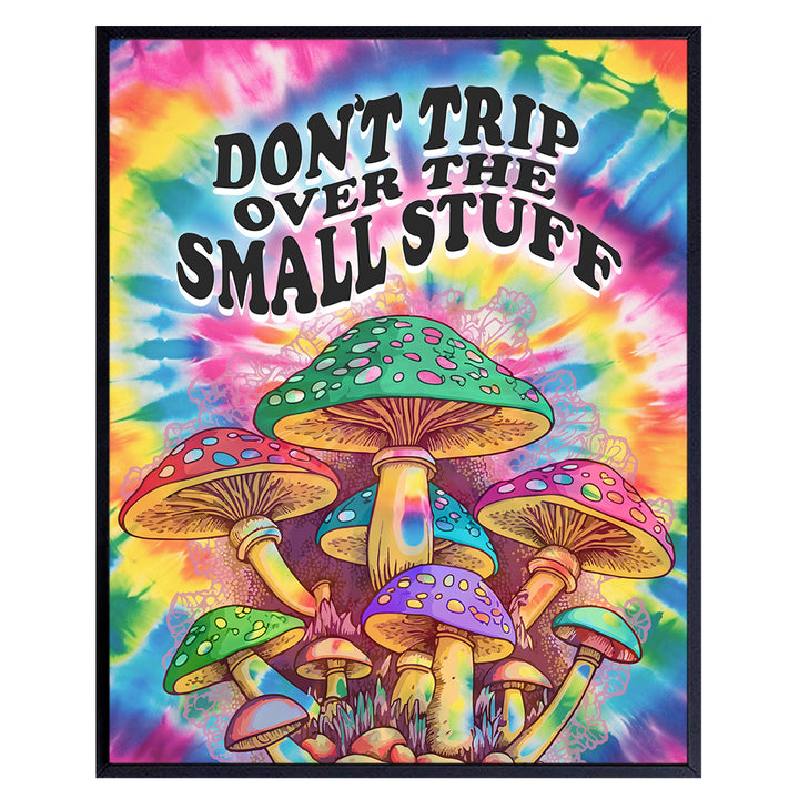 Inspirational Wall Art Mushroom Decor - Trippy Room Decor, Hippie Wall Decor Aesthetic, Stoner Room Decor - Groovy 60s 70s Psychedelic Room Decor - Trendy Room Decor, Funky Living room Wall Art Poster