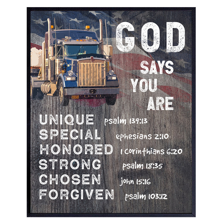 Rustic Patriotic Religious Wall Art - Christian Gifts for Men - God Says You Are Decor - Spiritual Inspirational Quotes - Holy Scripture Bible Verses - Country Wall Decor - Faith Wall Decor