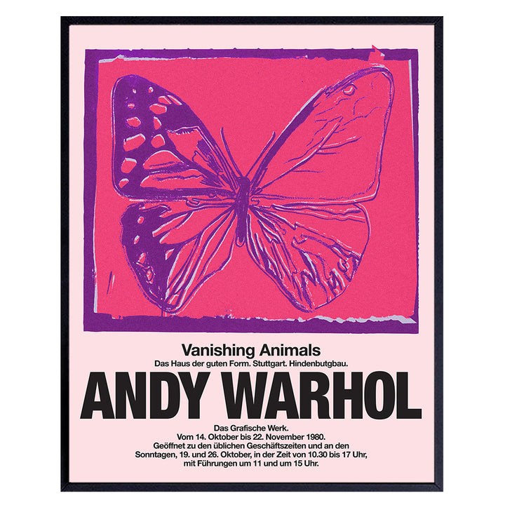 Andy Warhol Wall Art & Decor - Gallery Wall Art - Pop Art - Modern Wall Art - Contemporary Wall Art - Museum Poster - Pink Butterfly Picture Print - Living Room, Bedroom - Women, Housewarming Gift