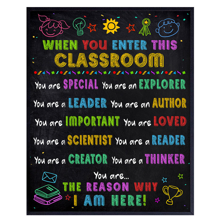 Classroom Decor Inspirational Wall Art - Motivational poster Teacher Gifts - Kindergarten, Elementary, Preschool Classroom Decorations - Educational positive Affirmations Art for Kids - Back to School