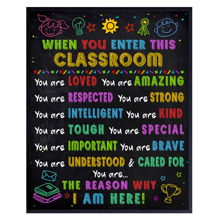 Classroom Decorations - Classroom Decor - Classroom Wall Art - Teacher Supplies - School Room Decor - Inspirational Educational Motivational Posters for Kids - Positive Affirmations for Kids - 8X10