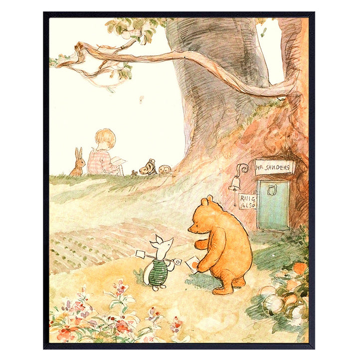 Baby shower Party Supplies - Vintage A. A. Milne Gifts - Winnie Pooh Wall Art Poster print - Home Decor Room decoration for Nursery, Toddler Girls Bedroom, Kids, Little Boys Room UNFRAMED