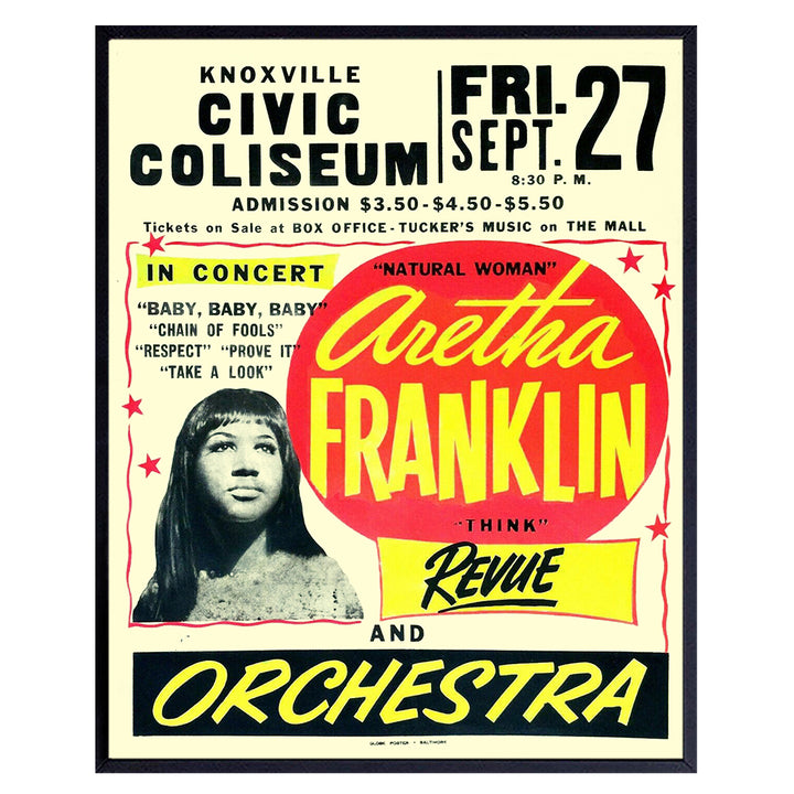 Aretha Franklin Poster - Soul Music - African American Wall Art - Black History - Black Culture - Famous African American Women Wall Decor - Black Music - Vintage Concert Posters - Afro Wall Art