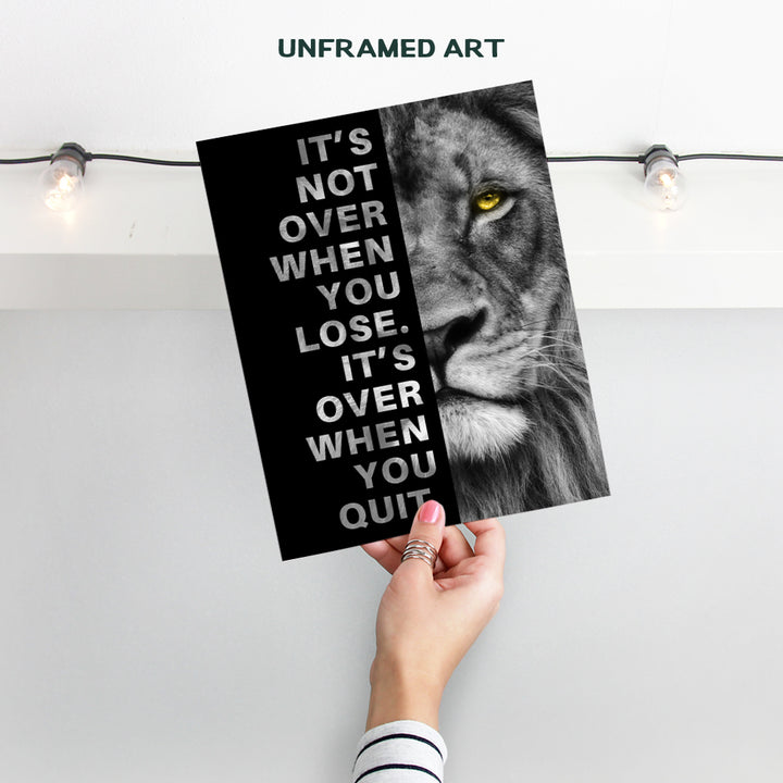 Office Wall Art For Men - Inspirational Wall Decor - Motivational quote - positive affirmation Wall Art - Gym Motivation Poster - Man cave Wall Decorations - Lion Wall Decor - LARGE Unframed