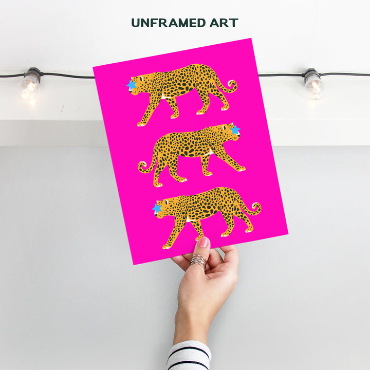 Cheetah Wall Art - Cheetah Print Wall Decor - Aesthetic Room Decor - Preppy Room Decor - Minimalist Mid-century modern Wall Art & Decor - Leopard Home Decor - Pink Teen Girls Womens Bedroom Decor