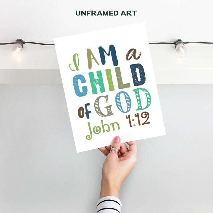 Jesus Christ Scripture Wall Art - I Am Bible Verse for Little Boy Room Decor - Christian Gifts for Kids, Boy Bedroom Decor - God Wall Decor - Religious Wall Decor for Baby Boy Nursery