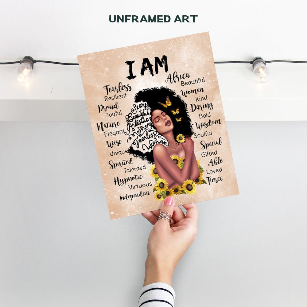 Black Girl Magic Positive Affirmations Wall Art - Black women Women's empowerment Motivational poster - Black Art - Afro African Americans Women - Inspiration Inspirational Wall Art & Decor UNFRAMED