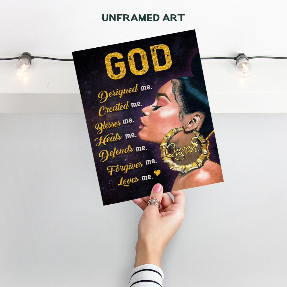 Black Art for Black women - spiritual Gifts, Christian Gifts for African Americans - religious Wall Decor - Black Girl Wall Art & Decor - God Wall Art - positive Wall Art - Inspirational Posters