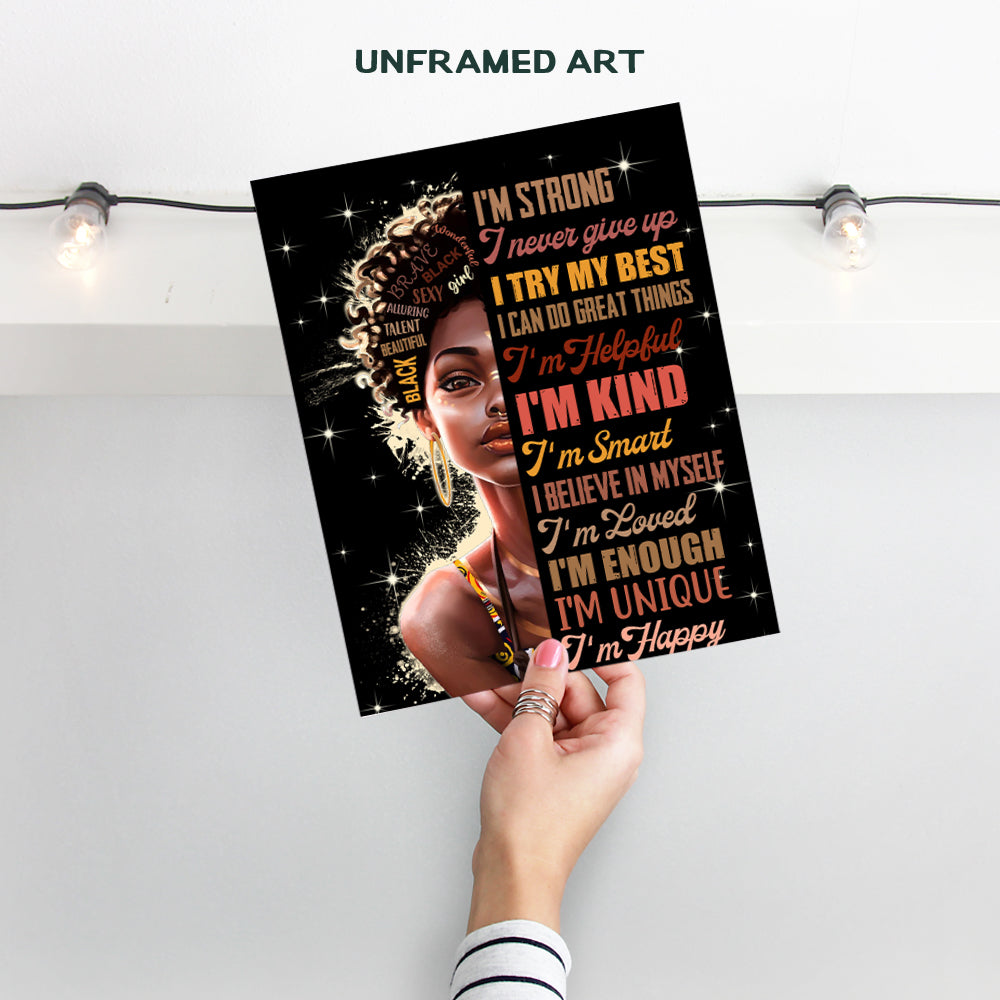 Black Art for African Americans - African American Wall Art Motivational poster - Afro Black Woman Gift - Black Girl Magic - Women's empowerment Saying - Inspiration Motivation Home Decor Poster