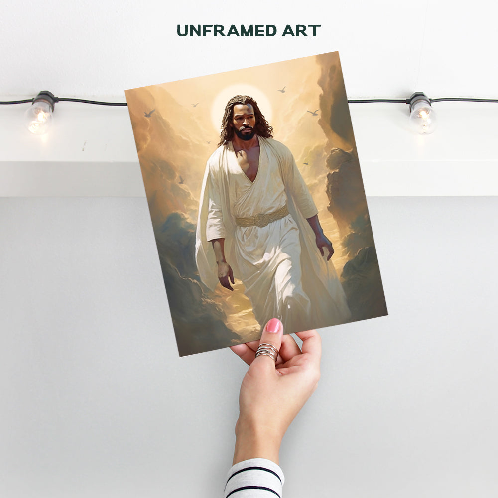 Jesus Wall Art for African Americans - Jesus Christ Poster - Inspiration Christian Wall Art & Decor for Black women, Black Men - Black pride African American Art - Black Art - Religious God Wall Decor