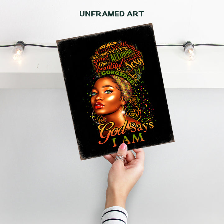 Black Art - African Americans Girl - African American Art - God Says You Are Wall Art - Afro Girl - spiritual Religious Wall Decor - Black women - Inspiration Christian Gifts - Yellowbird Art & Design