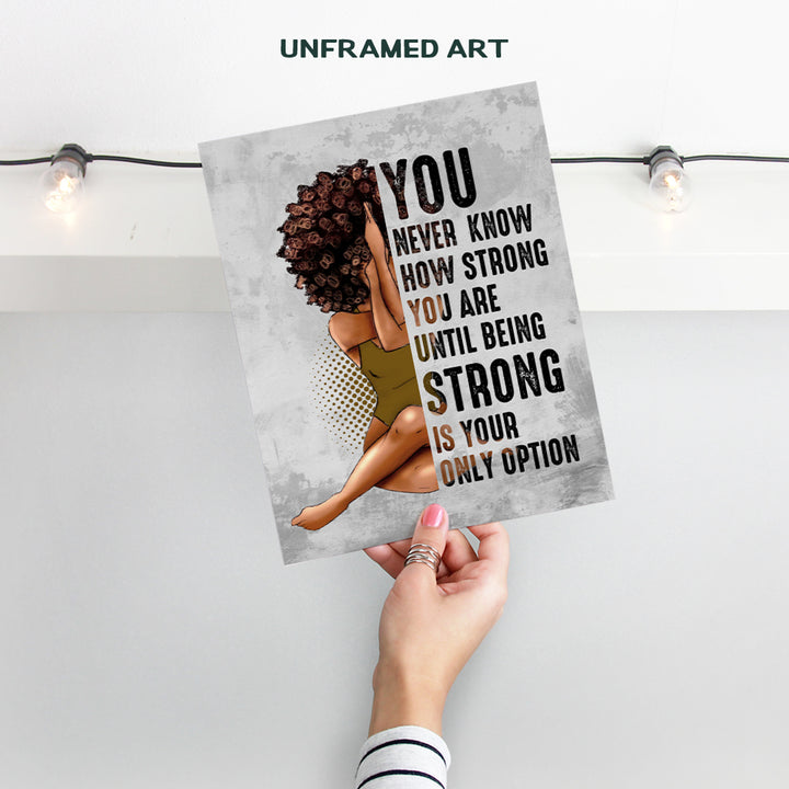 Inspirational African American Wall Art & Decor - Black Art - Encouragement Gifts for Women Woman - Uplifting Positive Quotes - Afro Girl - Motivational Posters - Bedroom Living Room Home Office