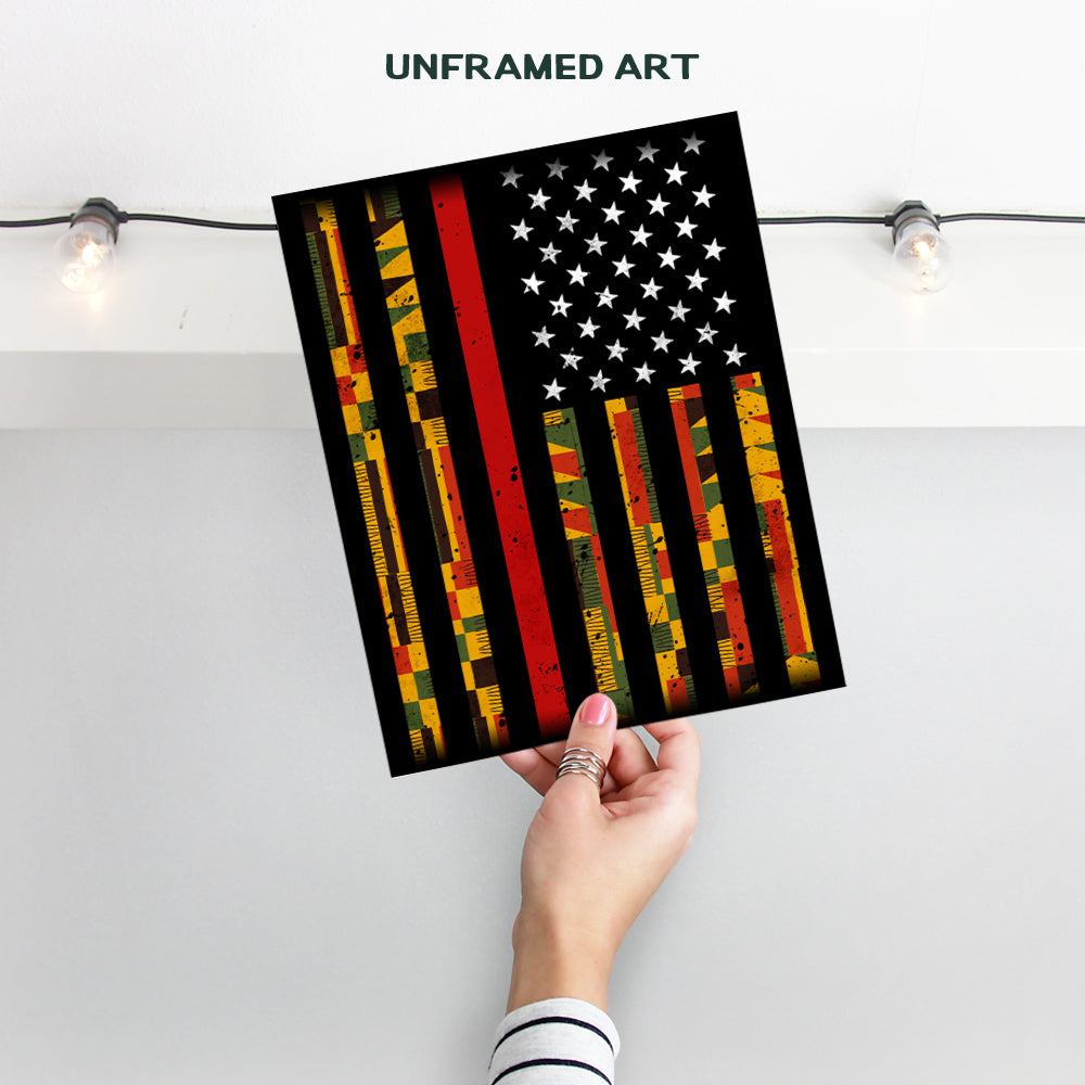 African American Pride Kente Flag - 8x10 Photo Poster - Patriotic Gift for Teacher, Civil Rights, Black Lives Matter Fans - Unique Classroom Wall Art - Unframed Picture Print