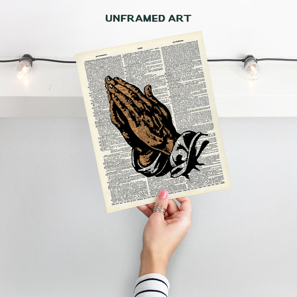 African American, Black Hands in Prayer, Christian Dictionary Art - 8x10 Photo, Religious Wall Decor - Unframed Poster Picture Print