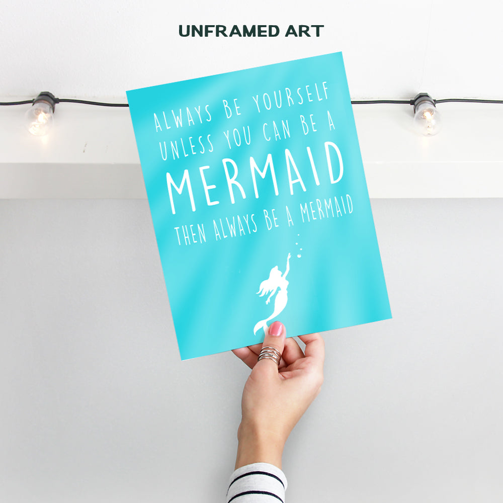 Mermaid Wall Decor - Mermaid Decor - Wall Art for Bedroom, Living Room Girls Room - Mermaid Party Decoration or Gift - Nautical, Ocean, Sea, Beach House Decor - 8x10 UNFRAMED Poster Print