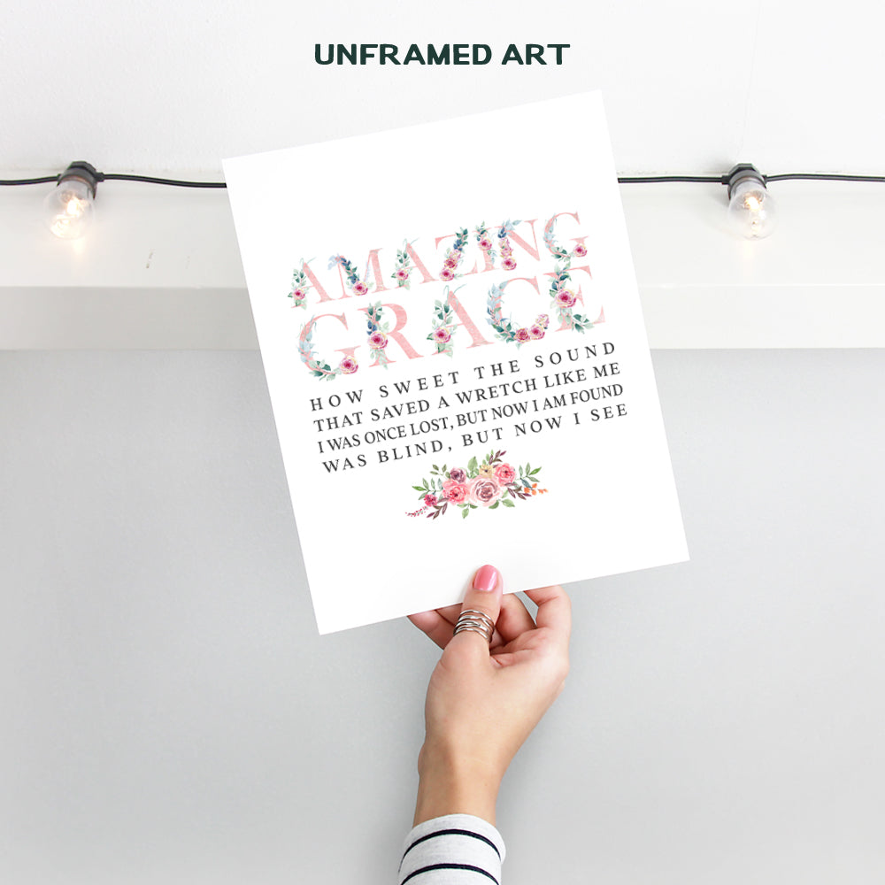 Amazing Grace Wall Art & Decor - Positive Quotes Wall Decor - Encouraging Gifts for Women - Faith Wall Art - Christian Motivational poster - God Wall Decor - Inspiration Wall Sayings - Religious Gifts