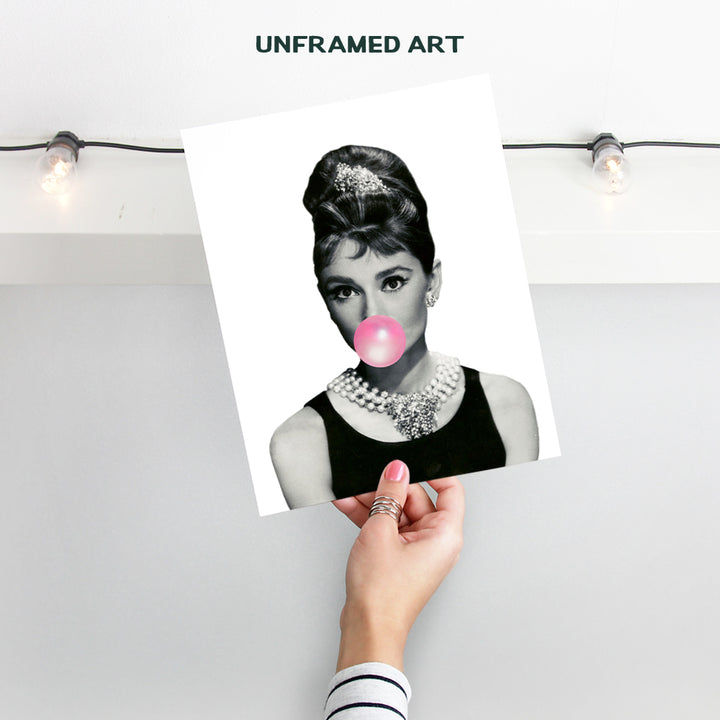 Audrey Hepburn Art Print - Funny Pop Art Wall Art Poster - Chic Modern Home Decor for Bedroom, Kitchen, Living Room - Great Gift for Women, Girls, Classic Hollywood Movie Fans - 8x10 Photo - Unframed