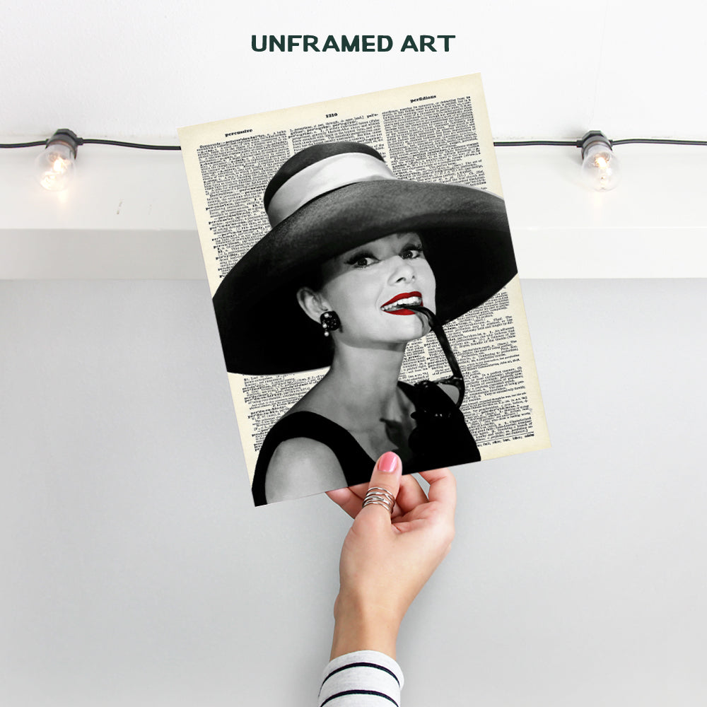 Audrey Hepburn Dictionary Wall Art - 8x10 Glam Photo Picture - Chic Unique Gift for Vintage Hollywood Movie Fans - Unframed Poster Print Home Decor, Room Decoration