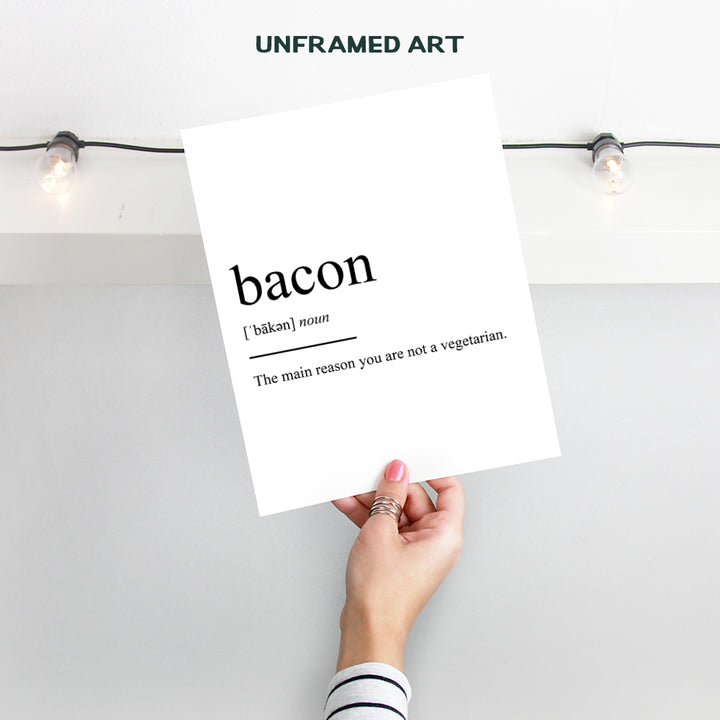 Bacon Typography Art Print - Funny Wall Art Poster - Chic Modern Home Decor for Kitchen - Great Gift for Chefs, Cooks - 8x10 Photo- Unframed