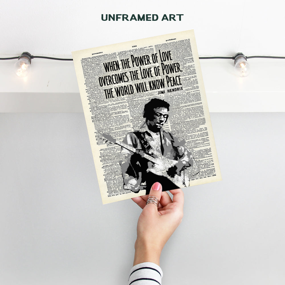 Graffiti Jimi Hendrix Quote, Upcycled Dictionary Art Poster Print - Inspirational Street Art, Urban Home or Wall Decor - Gift for 60's Music, Woodstock Fans, Guitarists, Musicians - 8x10 Photo Picture