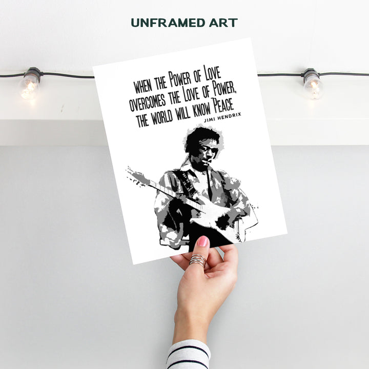 Jimi Hendrix Poster,- Inspirational Wall Art Print - Graffiti Street Art, Urban Home or Wall Decor - Gift for 60's Music, Woodstock Fans, Guitarists, Musicians - 8x10 Quote Photo Picture