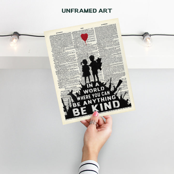 Banksy Graffiti Wall Art - Upcycled Dictionary Art, Modern Home Decor, Urban Street Art 8x10 Poster Print - Unique Room Decorations for Office, Bedroom, Living Room - Great Gift - Photo Unframed