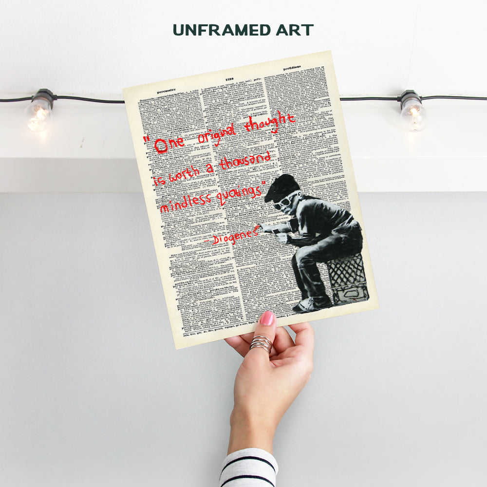 Banksy Motivational Inspirational Dictionary Art Print, Upcycled Graffiti Wall Art Poster - Chic Home Decor for Bedroom, Teens Room, Office, Family Room, Classroom, Dorm - Gift for Graduation, 8x10