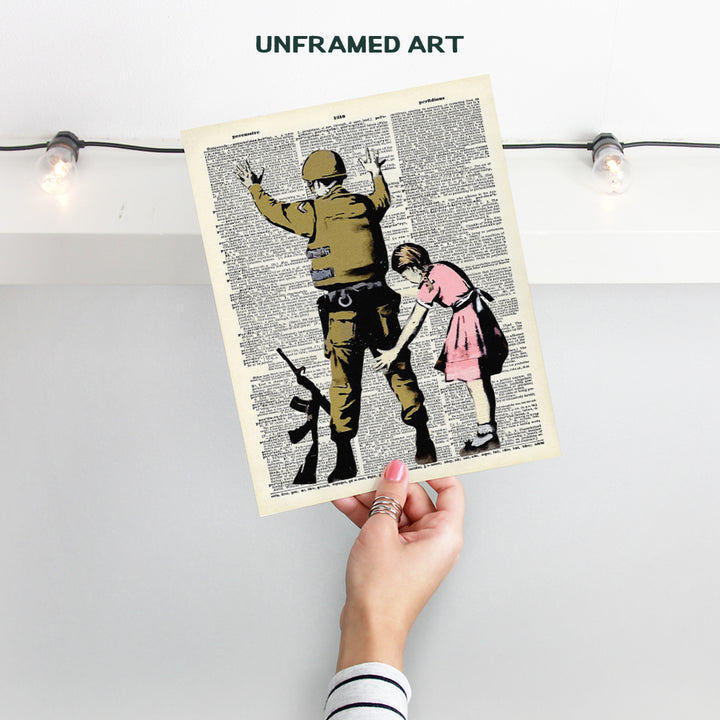 Banksy Soldier Graffiti Dictionary 8x10 Wall Decor Picture - Modern Art Decoration Poster for Home, Apartment, Office, Dorm, Living Room, Bedroom, Bathroom - Gift Contemporary Urban Street Mural Fan