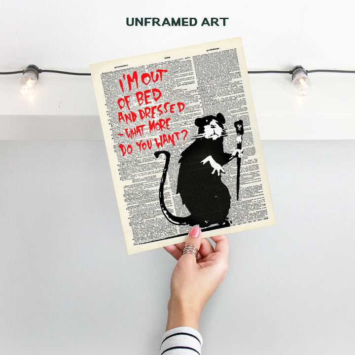 Banksy Graffiti Rat Wall Decor, Street Art - Funny Urban Style Decoration Picture for Home, Apartment, Living Room, Bedroom, Bathroom, Bath - Great Gift - 8x10 Poster Print