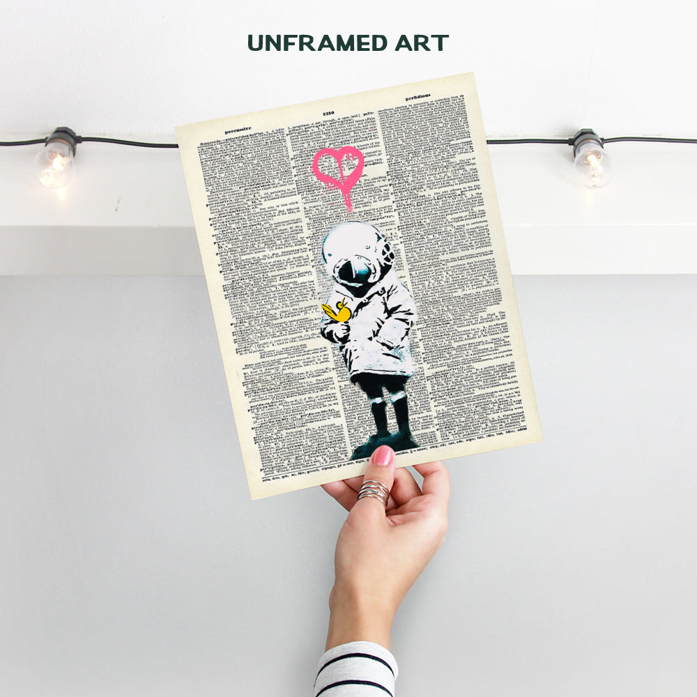 Original Banksy Scuba Girl Dictionary Street Art - 8x10 Photo - Wall or Home Decor for Girls or Teens Bedroom, Dorm, Living Room - Great Gift for Urban Graffiti Mural Fans - Unframed Poster Print