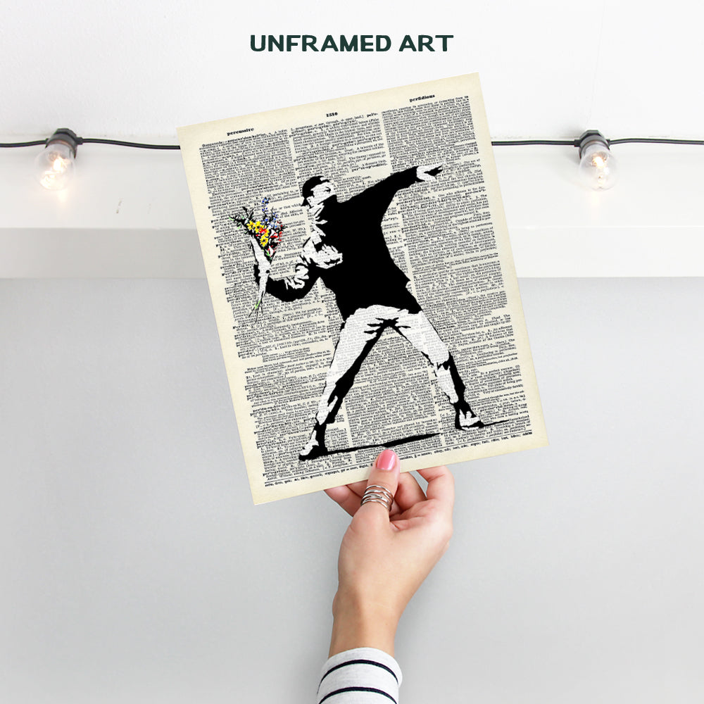 Banksy Graffiti Dictionary Wall Decor Picture - Upcycled Urban Room Decoration Poster for Bedroom, Home, Apartment - Gift for Modern Street Art Mural Fans, Men Women - 8x10 Photo Print