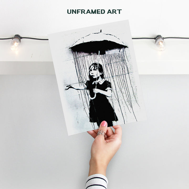 Banksy Umbrella Girl Graffiti 8x10 Wall Decor Picture - Modern Art Decoration Poster for Home, Apartment, Office, Dorm, Living Room, Bedroom, Bathroom - Gift for Contemporary Urban Street Mural Fans