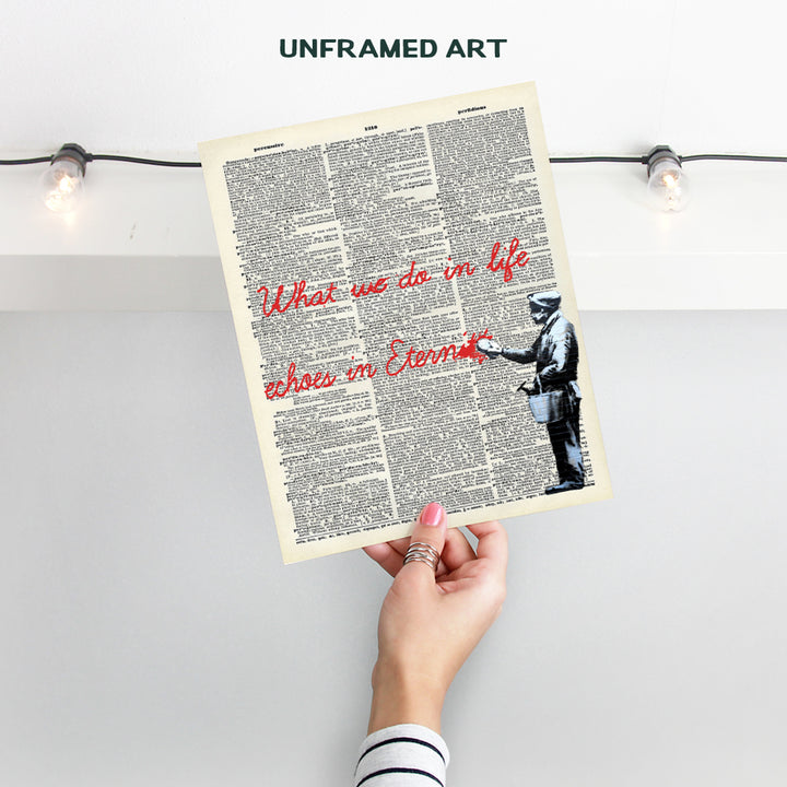 Inspirational Motivational Banksy Dictionary Art Print - Vintage Upcycled Graffiti Wall Art Poster- Chic Home Decor for Bedroom, Living Room, Kitchen, Office, Family Room - Gift for - 8x10 Unframed