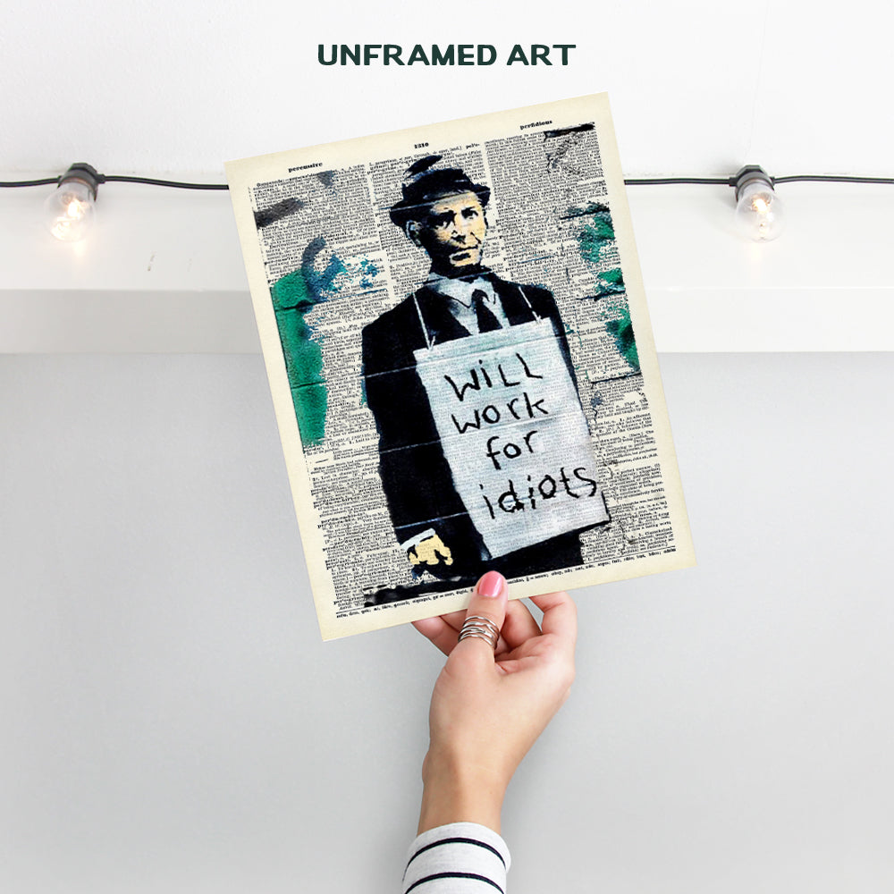 Banksy Graffiti 8x10 Poster Wall Art - Funny Upcycled Dictionary Art Print - Unique Urban Street Art Home Decor, Room Decorations - Makes a Great Gift for Modern, Contemporary Art Fans, Unframed Photo