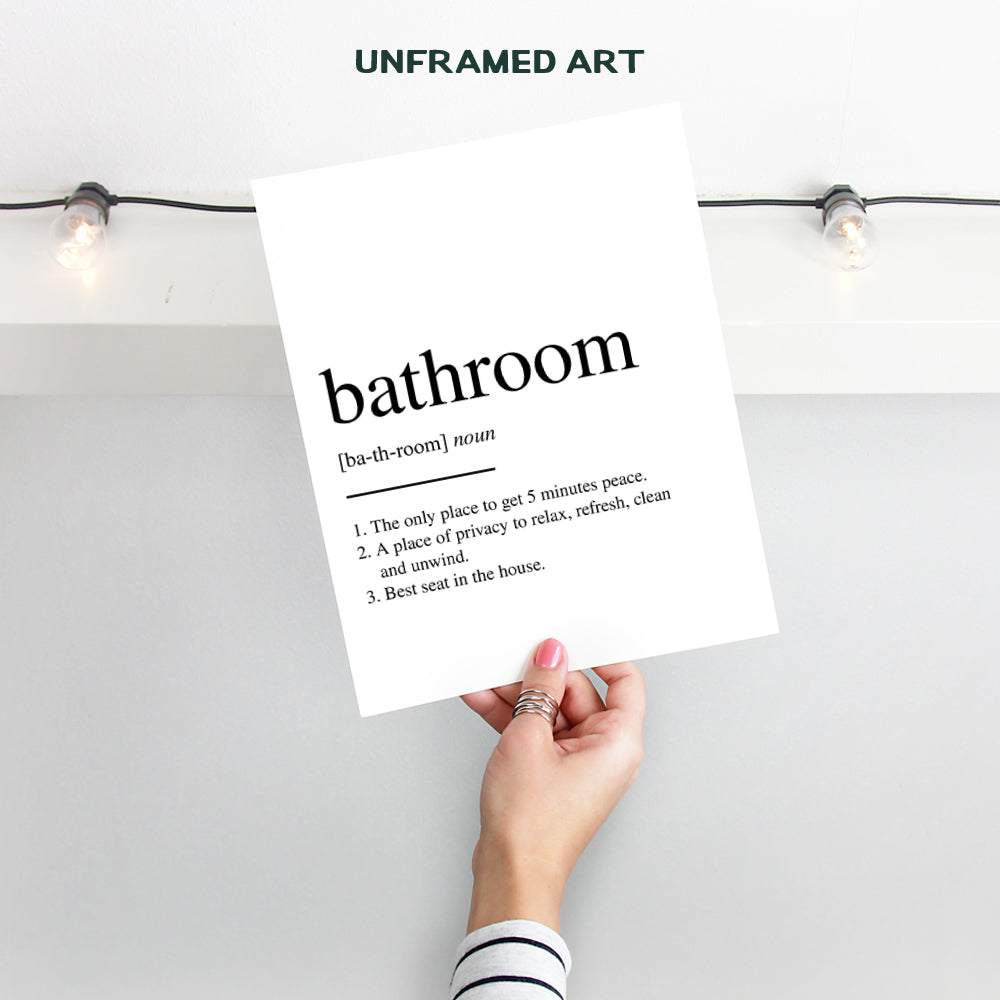 Original Bathroom Definition Typography Wall Art Poster Print - Unique Funny Home Decor for Bath - Makes a Great Inexpensive Gag or Housewarming Gift - 8x10 Photo UNFRAMED