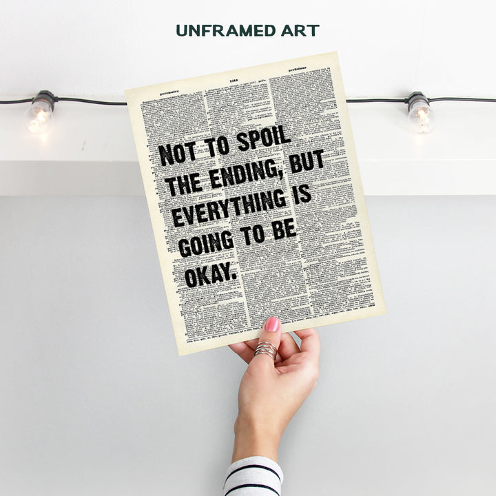 Motivational Upcycled Dictionary Wall Art Print - 8x10 Home Decor or Room Decoration, Funny Poster Picture - Great Inspirational Gift - Unframed Photo