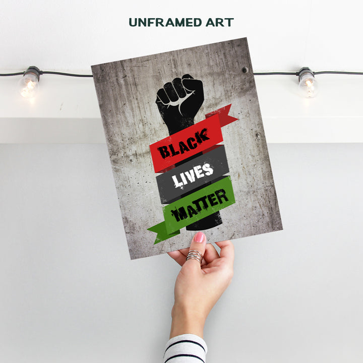 Black Lives Matter Sign Wall Art Poster - African American Civil Rights Urban Graffiti Decor in Afro American Flag Style - Black Pride Motivational Gift for Men, Women, Teens, Protest Movement Fans